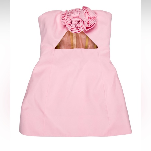 Magda Butrym Pink floral Strapless mini dress- size 2 - Picture 3 of 5
